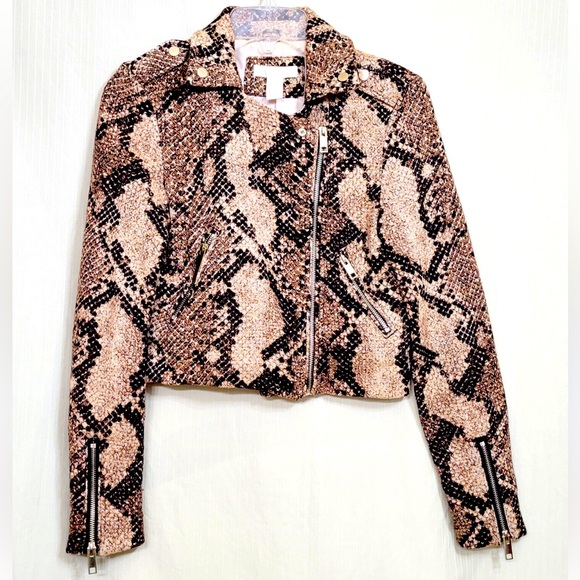 H&M Jackets & Blazers - H&M Women Snake Print Jacket with Metal details Color Brown Size 4